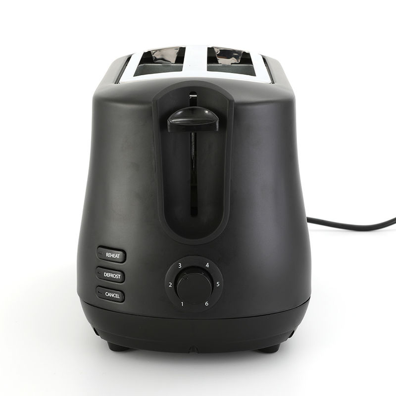 Tostatore a 2 fette a fessura nera con pop-up Reheat Defrost Funzioni 6-Shade Control Tostatore