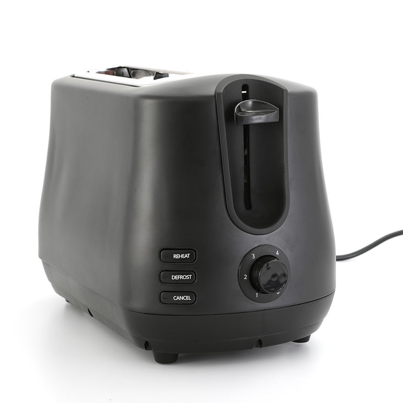 Tostatore a 2 fette a fessura nera con pop-up Reheat Defrost Funzioni 6-Shade Control Tostatore